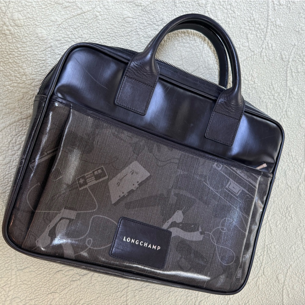 MG by Longchamp  Unisex Tech Laptop Leather & Canvas Case